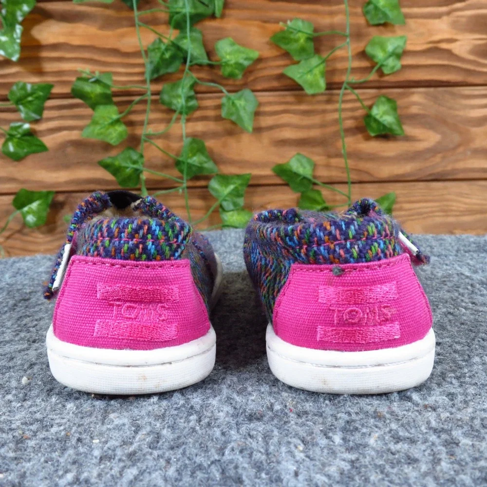 TOMS Tiny Alpargata Toddler Girls Slip On Shoes Size 5 Play Multi Color Pink